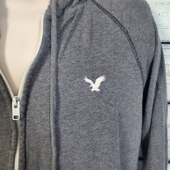 American Eagle Outfitters Gray Zip Hoodie Vintage Fit Medium Full Zip Sweatshirt - Picture 3 of 7